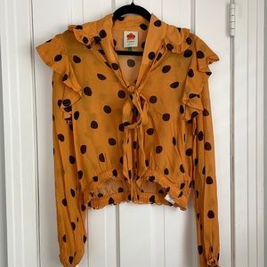 Brand: FARM rio  Size: Small Color: Yellow with black polka dots